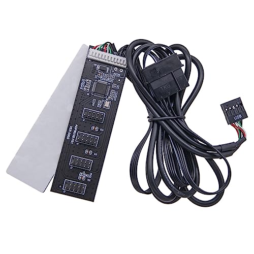 9-poliger USB-Hub-Anschluss, USB-Splitter, 1 auf 4 USB 2.0, 9-polige Headerplatine + 60 cm Kabel für Wasserkühlung, für LED-Lüfter, 9-poliger USB-Hub-Anschluss von LIGSLN