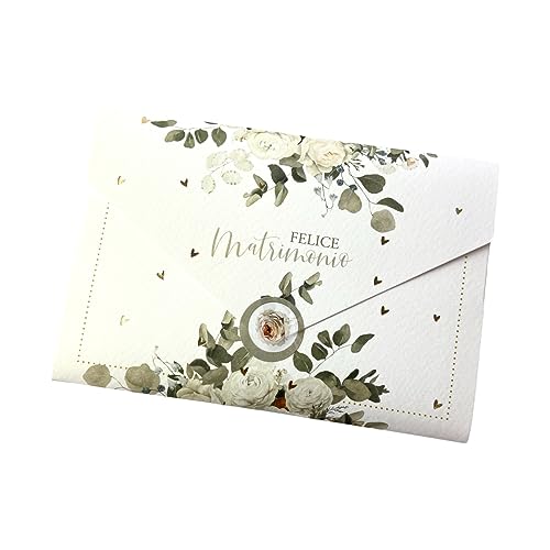 LINA OFFICINE GRAFICHE CREATIVE Glückwunschkarte zur Hochzeit, Geldbeutel, Innentasche, für Brautgeschenk im Lieferumfang enthalten – mit Etikett zum Verschließen Umschlag, 11 x 16 cm 96-269 von LINA OFFICINE GRAFICHE CREATIVE