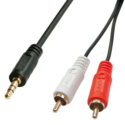 LINDY 35687 Premium Audio-Adapterkabel, 2X RCA (Cinch) Stecker an 3,5mm Klinkenstecker, 20m von LINDY
