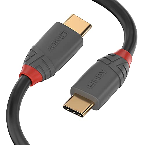 LINDY 36901 1m USB 3.1 Typ C Kabel, 5A PD, Anthra Line Anthrazit von LINDY