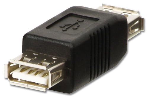 LINDY 71230 USB-Adapter Typ A/A Kupplung/Kupplung, Schwarz, USB A Female to A Female Coupler von LINDY