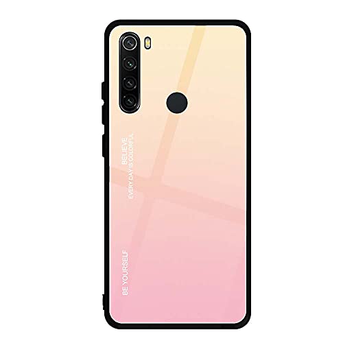 LINER Hülle für Xiaomi Redmi Note 8 2021, Ultradünne Hochwertigem Gehärtetem Glas Zurück & Weich Silikon TPU Rahmen Handyhülle Farbverlauf Farbe Case Stoßfest Schutzhülle, Mädchenhaftes Rosa von LINER