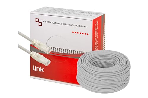 LINK LK6A100 Netzkabel CAT. 6A nicht geschirmt UTP AWG24 Halogen flexibel Farbe grau 100 m von LINK