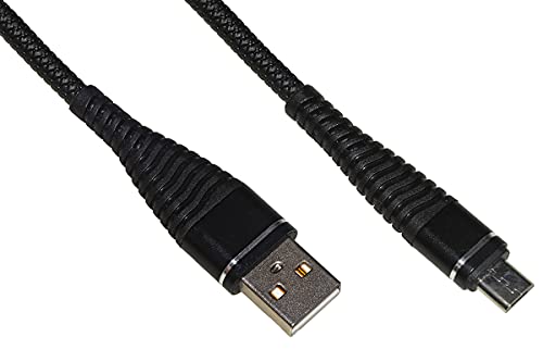 LINK LKGZ86 Micro-USB-Kabel, 1 m, geflochten, mit flexiblem Schutz, am Stecker, Farbe Schwarz von LINK