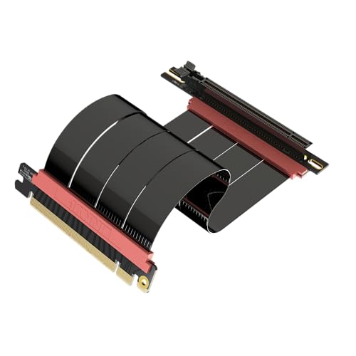 LINKUP - AVA5 PCIE 5.0 Riser-Kabel | RTX5090 5080 GPU Bereit | x16 128GB/s Geschwindigkeit | PCIe 4.0 & WRX80/WRX90E Kompatibel | Rechter Winkel, Schwarz 20cm von LINKUP