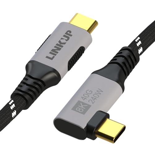 LINKUP - USB 4.0 240W 40Gbps Typ-C Thunderbolt 4 Kabel [1,2m RechterWinkel] 8K@60Hz Superschnell-Laden Daten Robust ummantelt Kompatibel mit iPhone 15/16 Pro/Max MacBook Pro/Air iPad Pro Galaxy S23 von LINKUP