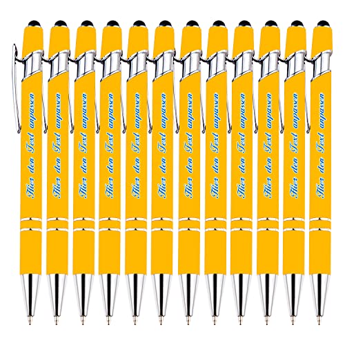LINMQIU Personalisierter Text-Kugelschreiber, individueller Kugelschreiber mit Firmenname und LOGO, Geschäfts-URL, gelber Kugelschreiber, schwarzer Tintenstift, Stift mit mittlerer Spitze, 216 STK von LINMQIU