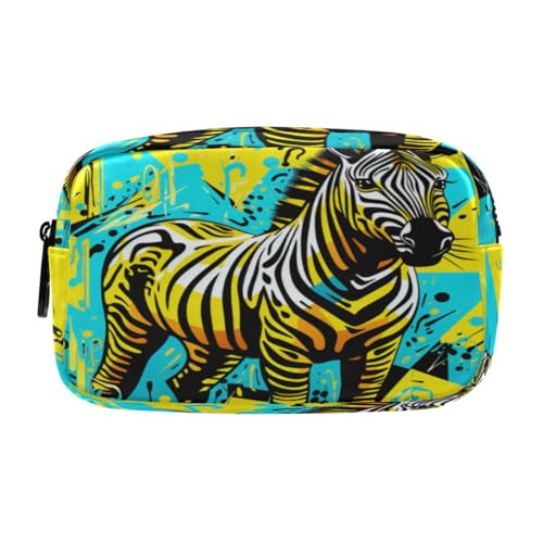 LINNIKEEEE Coole Doodle Art Zebras Federmäppchen, Kosmetiktasche,Make-Up-Tasche,Studenten-Stiftetui für Mädchen Jungen von LINNIKEEEE