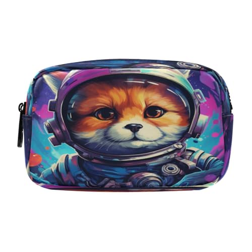 LINNIKEEEE Cooler Weltraumhund Federmäppchen, Kosmetiktasche,Make-Up-Tasche,Studenten-Stiftetui für Mädchen Jungen von LINNIKEEEE