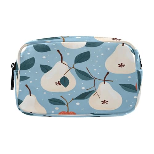 LINNIKEEEE Fruchtmuster Blaue Birne Federmäppchen, Kosmetiktasche,Make-Up-Tasche,Studenten-Stiftetui für Mädchen Jungen von LINNIKEEEE