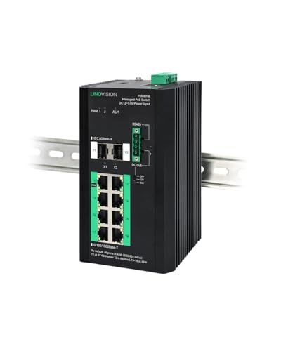 LINOVISION Industrial 8 Ports Full Gigabit Managed POE Switch mit DC12~57V Spannungseingang, L2 Management, RS485 Serial Port, 12/24V DC Ausgang, BT 90W POE Output，Q-PoE und P-PoE ohne Unterbrechung von LINOVISION