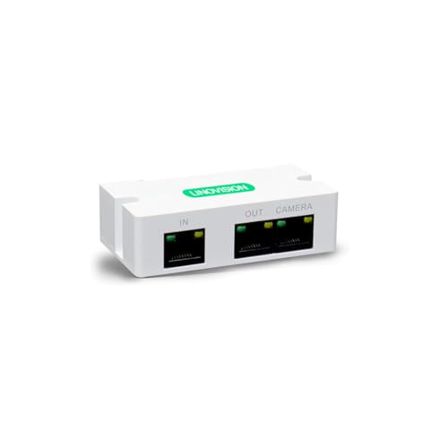 LINOVISION Mini 2-Port POE Extender, Verlängert Power Over Ethernet bis zu 300 m mit Cat5/6 Kabel, POE Splitter auf 2 POE Geräte von LINOVISION