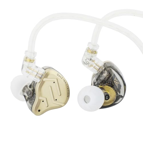 LINSOUL KZ ZSN PRO 2 In-Ear-Monitor, 1BA+1DD Hybrid-Treiber HiFi Kopfhörer IEM, kabelgebundener Ohrhörer, abnehmbares versilbertes versenktes 0,75mm 2Pin Kabel für Audiophile (Gold, Ohne Mikrofon) von LINSOUL