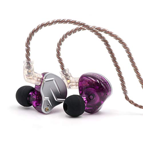 LINSOUL KZ ZSN Pro Dual Treiber 1BA + 1DD Hybrid-Metall-Ohrhörer HiFi-In-Ear-Monitor mit abnehmbares versenktes 2Pin Kabel, Zin-Legierungspanel(Lila,Ohne Mikrofon) von LINSOUL