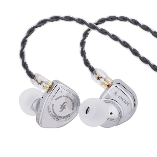 LINSOUL SIMGOT EW200 10mm SCP Membran Dynamischer Treiber In-Ear Kopfhörer mit Metallgehäuse, Abnehmbarem 0.78mm 2pin Versilbertem OFC Kabel für Audiophile Musiker (EW200 Mit Mikro) von LINSOUL