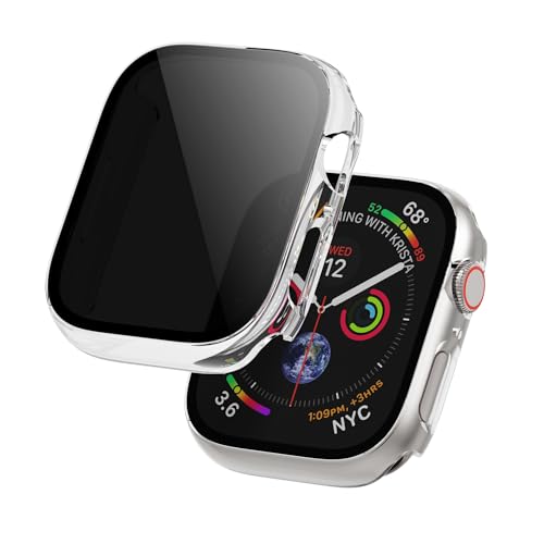 Hülle mit Glas Displayschutz Kompatibel mit Apple Watch Series 10 46mm Schutzhülle Anti Spy, Hard Rundum Schutzhülle HD Ultradünne PC Schutz Case für iWatch Series 10 46mm, 2-Stück, Transparent von LINTEKER