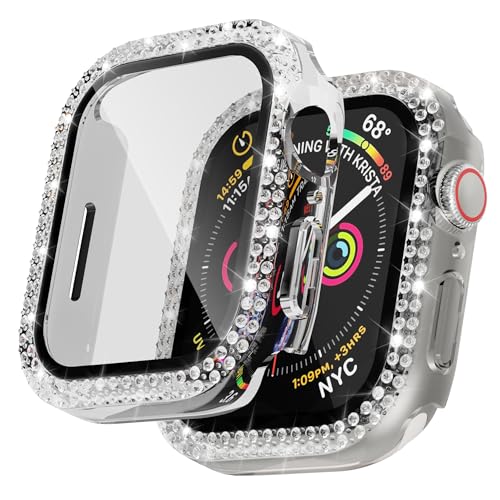LINTEKER Hülle mit Glas Displayschutz Kompatibel mit Apple Watch Series 9/8/7 Schutzhülle, Hard Rundum Bling Cover Diamonds für iWatch Girl 41mm, Transparent LINTEKER Hülle mit Glas Displayschutz Kompatibel mit Apple Watch Series 9/8/7 Schutzhülle, Hard Rundum Bling Cover Diamonds für iWatch Girl 41mm, Transparent von LINTEKER