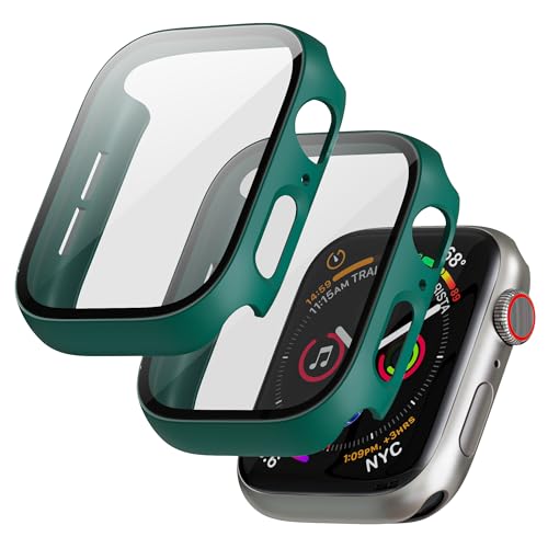 LINTEKER für Apple Watch Series SE/6/5/4 Hülle mit Displayschutz, [2 Stück] Schutzhülle kompatibel mit Apple Watch Series SE/6/5/4 40mm, HD Klar, Schutzhülle für iWatch Series SE/6/5/4, Grün von LINTEKER