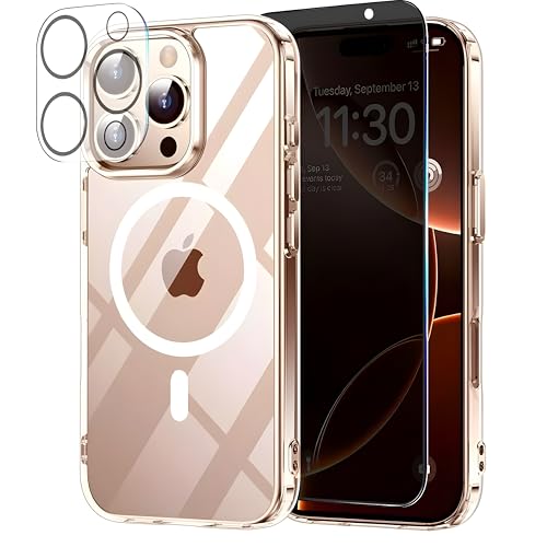 Magnetisch für iPhone 16 Pro Hülle Kompatibel mit MagSafe, 3-in-1-Set Handyhülle für iPhone 16 Pro Case Rundumschutz Schutzhülle Handyhülle & Anti Spy Schutzfolie & Kameraschutz - Transparent Magnetisch für iPhone 16 Pro Hülle Kompatibel mit MagSafe, 3-in-1-Set Handyhülle für iPhone 16 Pro Case Rundumschutz Schutzhülle Handyhülle & Anti Spy Schutzfolie & Kameraschutz - Transparent von LIONO