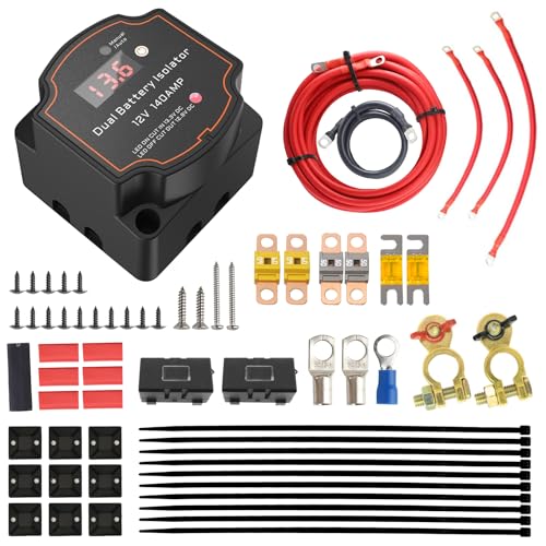 12V/140A BSR Trennrelais, Dualer Batterietrenner VSR, Vollautomatisches Batterie Trennrelais mit LCD Display, Spannungsempfindliches Relais für Auto, Wohnmobil, LKW, SUV, ATV, Boote von LIROPAU