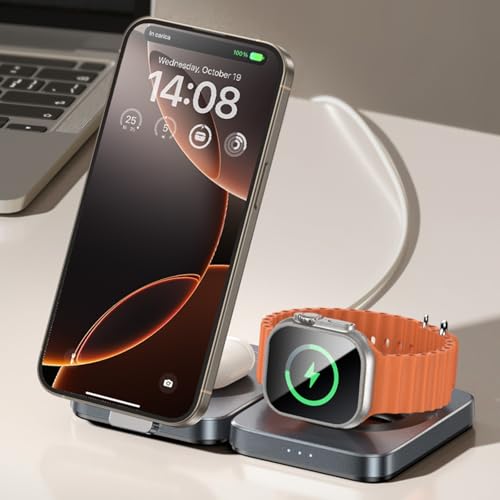 LISEN für 3 in 1 Ladestation Apple Watch und iPhone für Apple AirPods Pro 2 Wireless Charger iPhone 16 Pro Max MagSafe induktive Ladestation für iPhone 16 15 Pro Max AirPods 4 3 Pro 2 Apple Watch 10 9 von LISEN