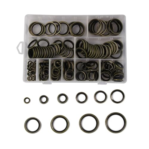 LIUCH 180/150/100 Stück Bonded Seal Dichtring Sortiment Kit Ölablassschraube Kombinierter Unterlegscheiben-Dichtungssatz M6 M8 M10 M12 M14 M16(150PCS M6-M24) von LIUCH