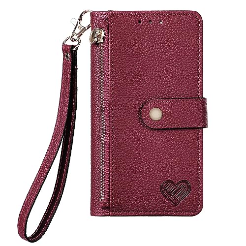 LIUZIHAN Hülle für Honor 300. [Kartenfach] PU Leder Flip Wallet, mit Standfunktion, Schutzhülle handyhüllen für Honor 300.Rot von LIUZIHAN