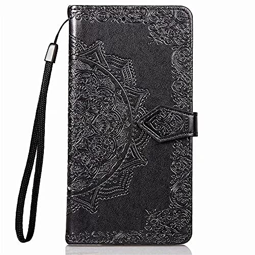 LIUZIHAN Hülle für Honor Play9C. [Kartenfach] PU Leder Flip Wallet, mit Standfunktion, Schutzhülle handyhüllen für Honor Play9C.Schwarz von LIUZIHAN