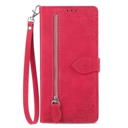 LIUZIHAN Hülle für Nothing Phone (2a). [Kartenfach] PU Leder Flip Wallet, mit Standfunktion, Schutzhülle handyhüllen für Nothing Phone (2a).Rot von LIUZIHAN