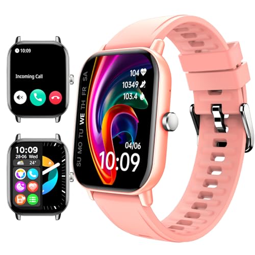 Smartwatch Herren Damen mit Telefonfunktion, 2.01" Fitnessuhr Damen, 100+Sportmodi Wasserdicht Sportuhr, Smart Watch mit Schrittzähler, Herzfrequenz, Schlafmonitor, Uhren für iOS Android (Rosa) von LIVLOV