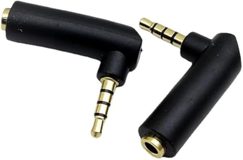 LIWEARE 2 Stück 4 Polig Audio Klinke Adapter 3.5mm Klinke Stecker auf Buchse 90 Grad rechtwinklig Kopfhörer Adapter Stereo von LIWEARE