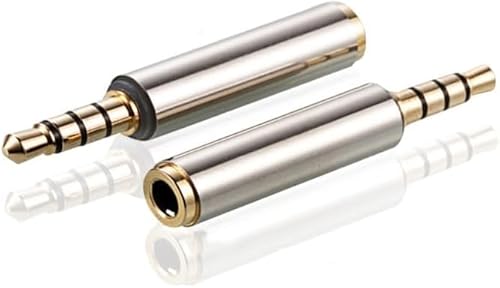 LIWEARE 2.5mm Stecker auf 3.5mm Buchse Audio Adapter, Vergoldeter Jack Stereo Full Metal Connector Konverter Klinkenstecker für Smartphones, Kopfhörer, Mikrofon, Tablets (2-Pack) von LIWEARE