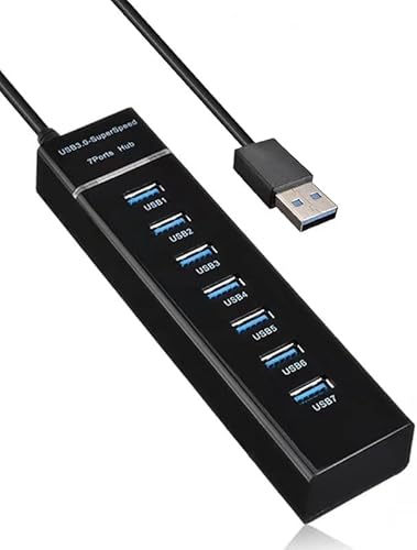 USB 3.0 Hub, 7-Port USB Data Hub Splitter für Laptop, PC, MacBook, Mac Pro, Mac Mini, mehr USB Geräte-4FT (1x 3.0 Port + 6X 2.0 Ports) von LIWEARE