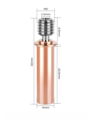 tianwandong 3D-Druckerteile V6 Bi-Metall-Wärmebruch-Legierungskehle E3D V6 Glatter Wärmebruch Ganzmetall-M6-Gewindekehle for Ender3 MK8(CR6 SE) von LIYIANWAN