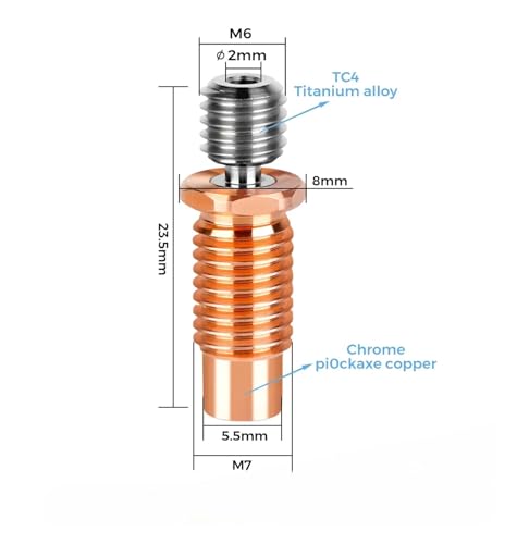 tianwandong 3D-Druckerteile V6 Bi-Metall-Wärmebruch-Legierungskehle E3D V6 Glatter Wärmebruch Ganzmetall-M6-Gewindekehle for Ender3 MK8(E3D V6 Partition) von LIYIANWAN