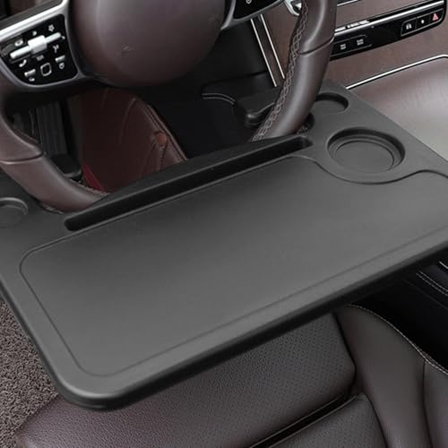 LIYUANMU Auto Lenkrad Tray Tisch für MG MG4 EV 2022 2023, Autolenkrad Schreibtisch Tragbare Multifunktionale Lenkrad Tablett mit Becherhalter Essen Computer Tisch Zubehör,A-Black von LIYUANMU