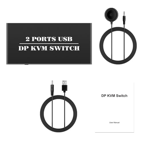 LIbgiubhy Praktischer 2-in-1-Displayport Umschalter Mit Controller 4K@60-Hz Umschalter 2-in-1-Ausgang Effizientes Gerätesteuerungsset von LIbgiubhy