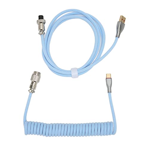 LJCM Kabel für Mechanische Tastatur, Doppelhülse, Individuell Gewickelt mit Abnehmbarem Metall-Luftfahrt-USB-C-zu-USB-A-Tastatur, Luftfahrt-Anschluss, USB-C-Tastatur (Blue) von LJCM