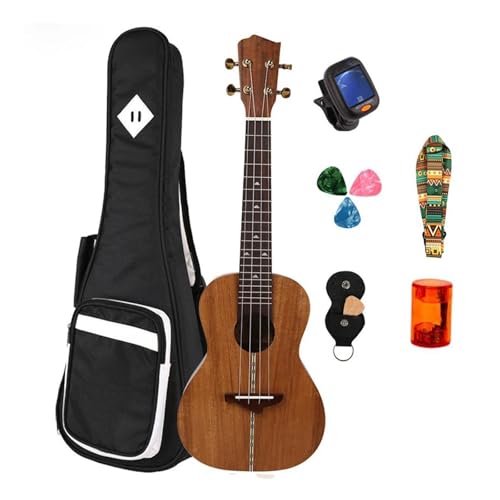 Anfänger-Ukulele-Set Treble Koa Uke 24-Zoll-Saitengitarre Mit Gigbag(Black) von LJERFSW