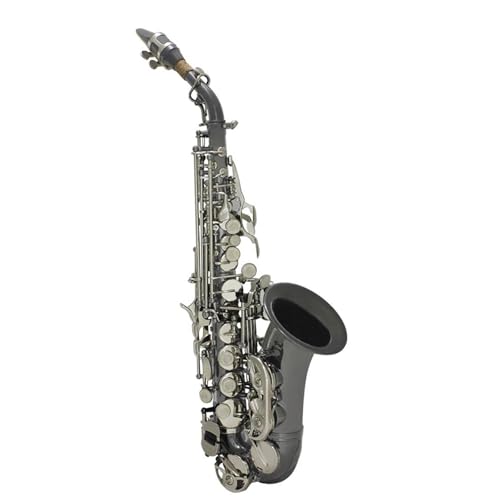 Saxophon Komplettset mit Bb Diskant-Saxophon Sax Messing Material Schwarz Vernickelt Holzblasinstrument Mit Tragetasche Handschuhe Stoffbürste(Black) von LJERFSW