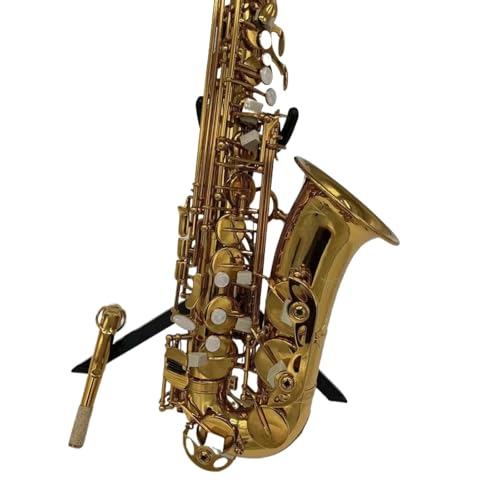 Saxophon Komplettset mit Klassisches Gold Professionelles Altsaxophon Flache E-Taste Jazzinstrument Altsaxophon Professionelle Qualität(Bag B) von LJERFSW