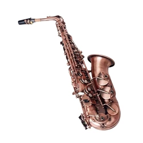 Saxophon Komplettset mit Professionelles Rotbronze-Bend-Eb-E-Altsaxophon-Saxophon-Schlüssel-Schnitzmuster Mit Etui Handschuhen Riemen Bürste von LJERFSW