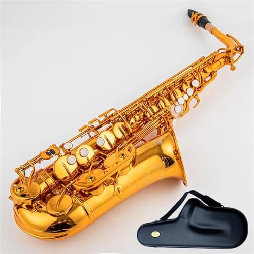 Saxophon Komplettset mit Roségold Graviertes Gold E Flat Altsaxophon Eb Sax Mit Kofferzubehör von LJERFSW