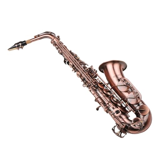 Saxophon Komplettset mit Saxophon Rot Antikes Es-Messingmaterial Mit Tragetasche Stoffbürste Sax von LJERFSW