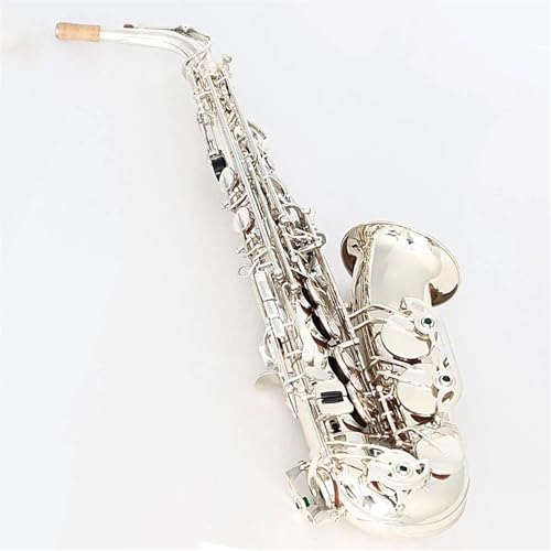 Saxophon Komplettset mit Silbernes Professionelles Altsaxophon Eb-Upgrade Doppelrippen-Jazzinstrument Altsaxophon(Bag A) von LJERFSW