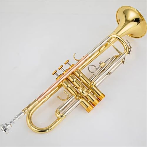 Standard Trompeten Set B-Flat-Messing-Trompete Versilbert Professionelle Trompeten-Musikinstrumente Mit Lederetui von LJERFSW