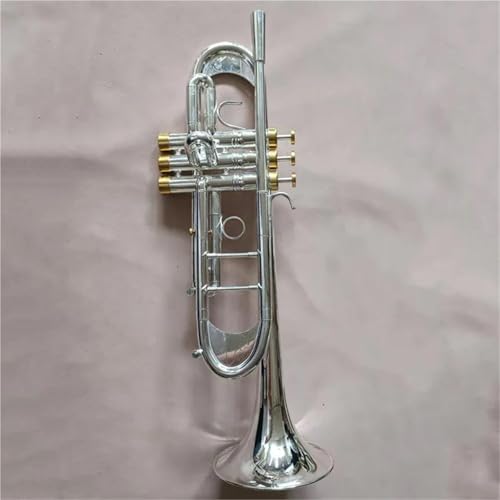 Standard Trompeten Set Bb/C-Trompete B-Flachmessing Versilbert Professionelle Trompeten-Musikinstrumente Mit Lederetui(S) von LJERFSW