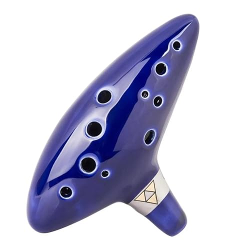 Starter Okarina Blasinstrument Ocarina 12 Töne Alto C Keramik Ocarina Musikinstrument Mit Halsschnur Halskordel Tragetasche(Blue) von LJERFSW