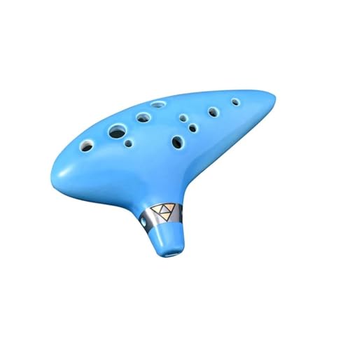 Starter Okarina Blasinstrument Ocarina 12 Töne Alto C Keramik Ocarina Musikinstrument Mit Halsschnur Halskordel Tragetasche(Blue 1) von LJERFSW