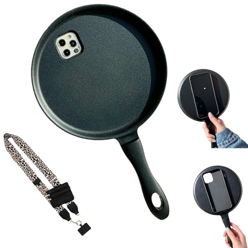 Frying Pan Phone Casem, Funny Creative Pan, 3D Frying Pan Phone Case Compatible, with Phone Strap with Zippered Pouch, for iPhone X 11 12 13 14 15 16 (for iPhone 15ProMax) von LJLDBM